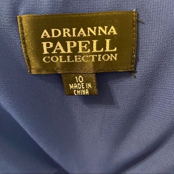 Adrianna Papell blue satin gown with beaded straps - Picture 3 of 6